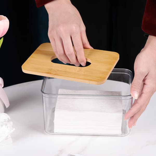Akryl Tissue Box (Rektangulær), Akryl Vådservietbeholder til Vaskerum, Bord Klar Vådservietdispenser