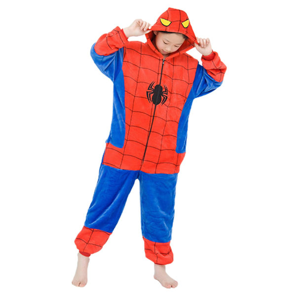 Kids Boys Girls Spiderman/stitch Jumpsuit Hooded Onesie Sleepwear Pajamas