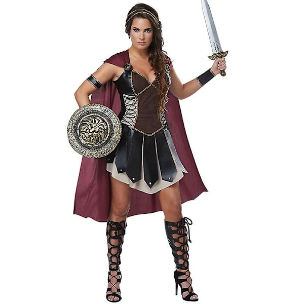 Halloween Xena Gladiator Cosplay Kostyme Kvinnelig Spartan 300 Kriger Antrekk Kjole Romersk Soldat Fancy Dress XL