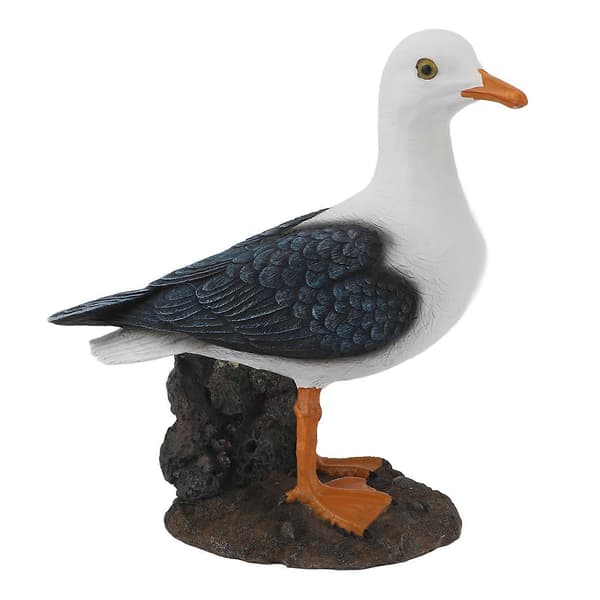 Måke-statue i harpiks, stående, middelhavsstil