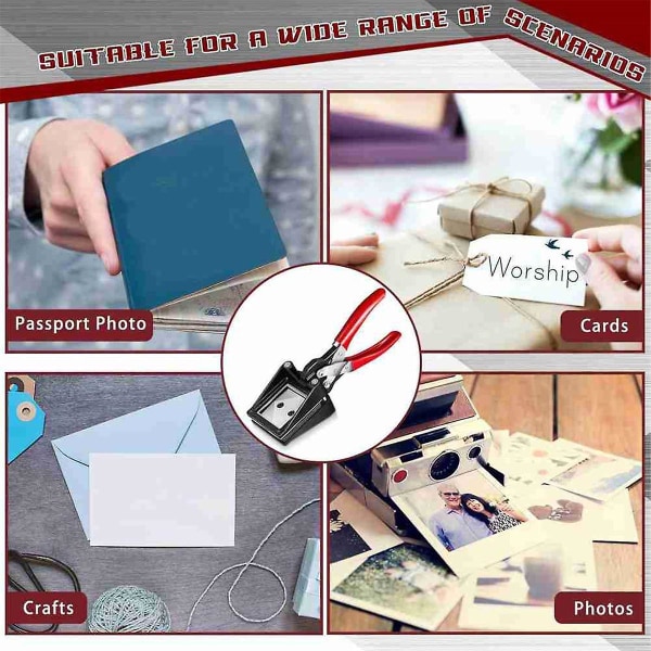 Håndholdt skjæremaskin for passfoto foto-ID hullstanser for stansemaskin egnet for kontor (9,06x3,54x2,56 tommer) Red