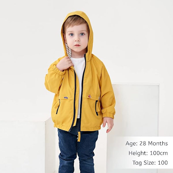 Børne Vindjakke, Baby Print Vindtæt Frakker Vindjakke Yellow 5-6years