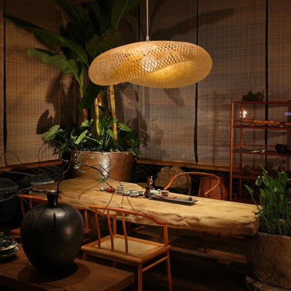 Bambu Ljuskrona Led Lampa Pendelljus Cafe Sovrum Matsal Inredning