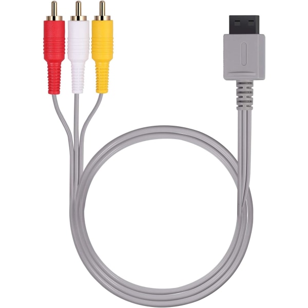 6 fot Wii/Wii U AV-kabel, 1,8 m gullbelagt RCA Retro-Audio Standard komposittkabel for Nintendo Wii Wii U