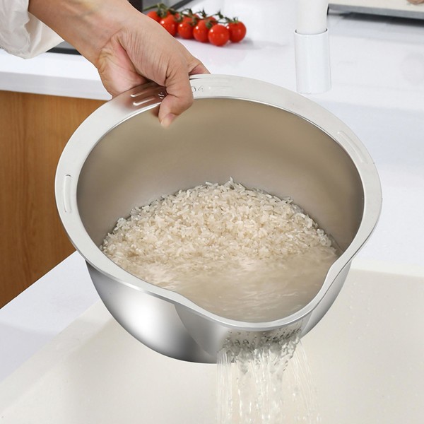 Rice Washing Bowl with Strainer Food Grade Vegetables Fruits Beans Cleaning Basket with Fine Filter Holes Versatile Tool for Kitchen