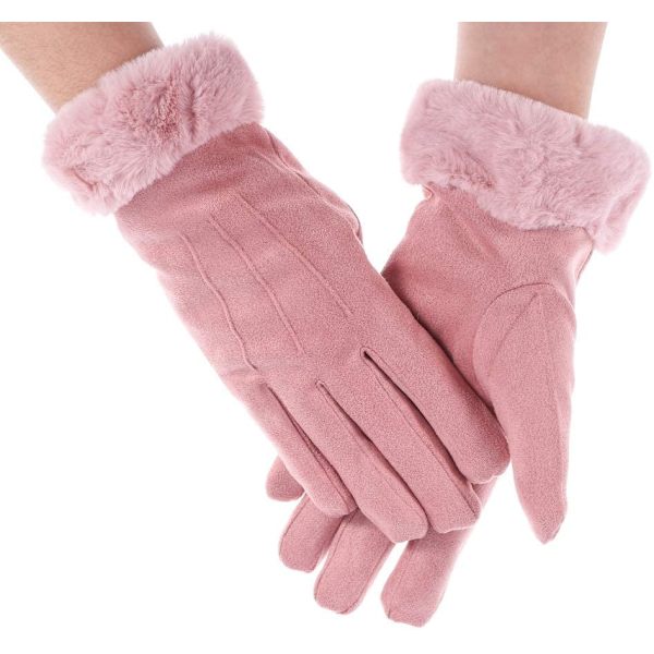 Vinterhandskar för kvinnor, varma pekskärmhandskar för kvinnor, damer, rosa
