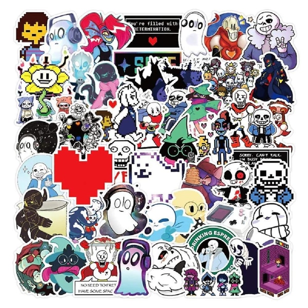 Undertale-klistremerker | 50 stk Sans Undertale vinyl-klistremerker som er vanntette for bærbare PC-er Frisk Sans Au Gaster Undyne Flowey-klistremerke for tenåringsjenter og voksne