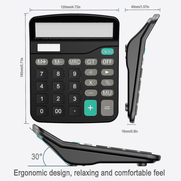 Sxbd kalkulator, standard funksjon skrivebordskalkulator, svart