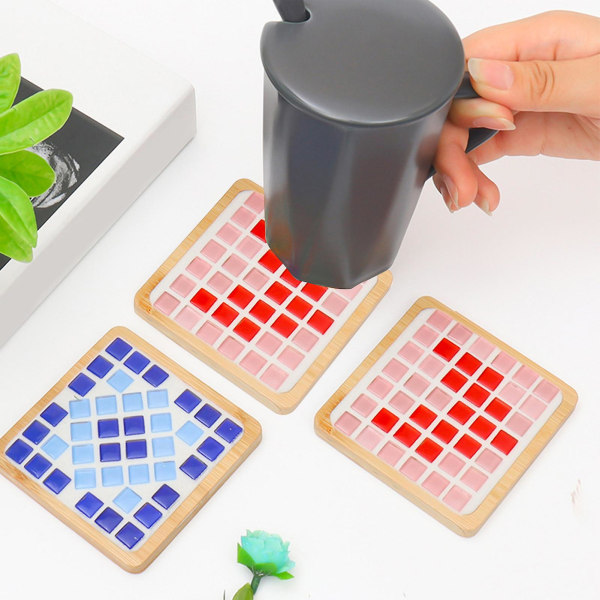 Mosaic Coaster Kit Varmeisolering Kreativ design Hender Ferdigheter Forbedre DIY Craft Lindre kjedsomhet Hjem Dekorativ kopppute A