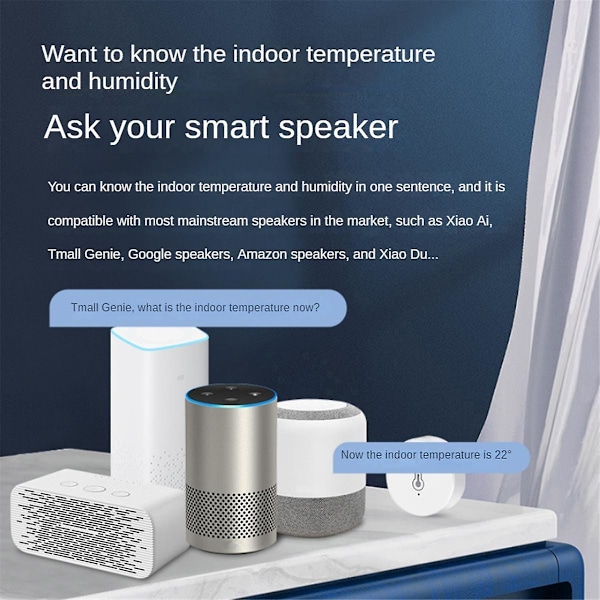 Tuya Smart Home ZigBee Temperatursensor og fuktighetssensor Innendørs termometermonitor Fungerer for Alexa Smart Life White