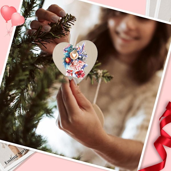 20 Pakke Valentinsdag Trehjerter Pynt med Hyssing Uferdig Rustikk Blank Hjerteformet Tredekorasjon med Hull for Oppheng