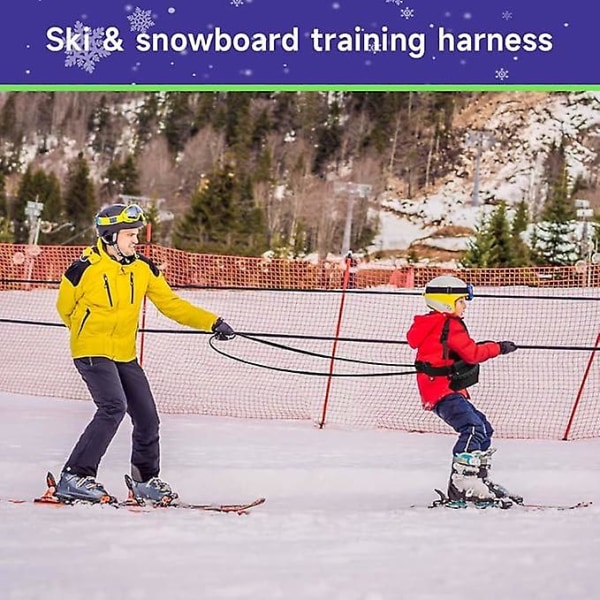 Skid- och snowboardträningssele för barn, skridskoträningsbälte med avtagbar ledning och väska, återanvändbar skidträningsrem Blue