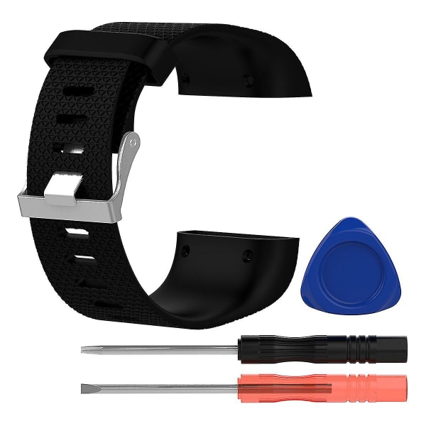 Remerstatning Tpe-armbånd med verktøy for Fitbit Surge - størrelse Large (svart)