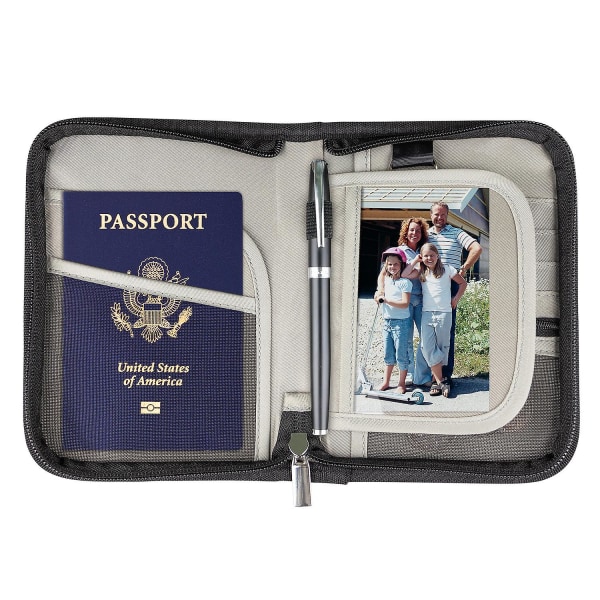 Multifunktionell passväska med RFID, svart