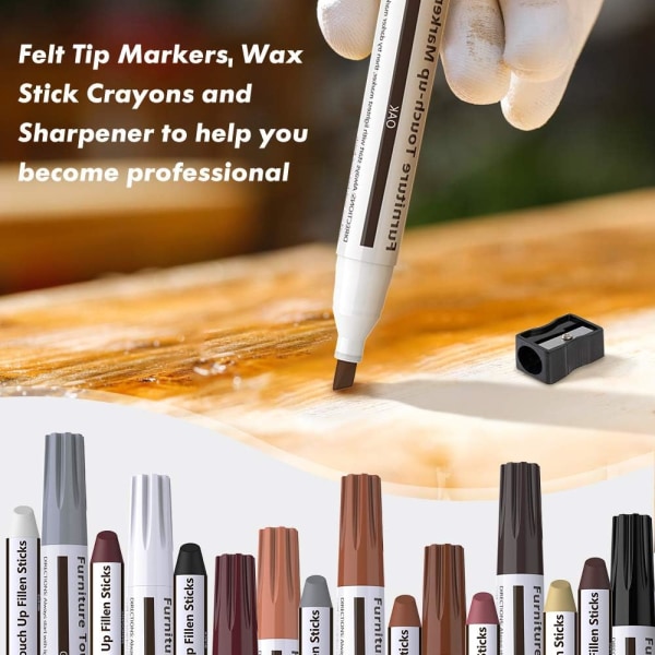 17 stk. møbelpudepenne Multi-Purpose filtmarkør Møbelreparationssæt til pletter, ridser, trægulve, borde med blyantspidser