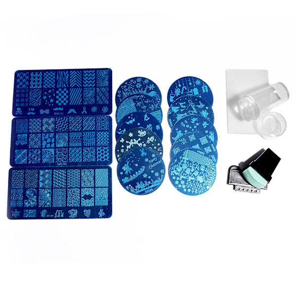 Nagelkonsttryck Schablon Set Transparent Mjuk Silikonstämpel Professionella DIY Manikyrverktyg för