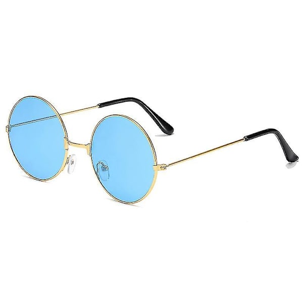 Aurinkolasit Pyöreät aurinkolasit Metallikehyksellä Retro Hippie 60-luvun 70-luvun tyyliset pyöreät lasit Fancy-mekkoihin Hippi-asusteet Blue
