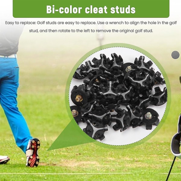 30 stk Golf Spikes Golfsko Spikes Erstatninger Golfsko studs Golf Spikes klosser med skiftenøkkelverktøy black