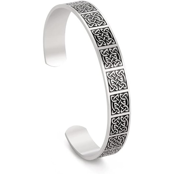 Miesten ja naisten ruostumattomasta teräksestä valmistettu irlantilainen kelttiläinen mansettikaulusrannekoru Vintage Nordic Celtic Knot -rannekoru kelttiläinen symbolirannekoru pakanallinen amuletti koru lahja