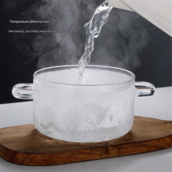 Glas Gryde Klar Madlavning Gryde Suppe Gryde Opvarmning Dobbelt Håndtag Glas Gryde med låg Silver