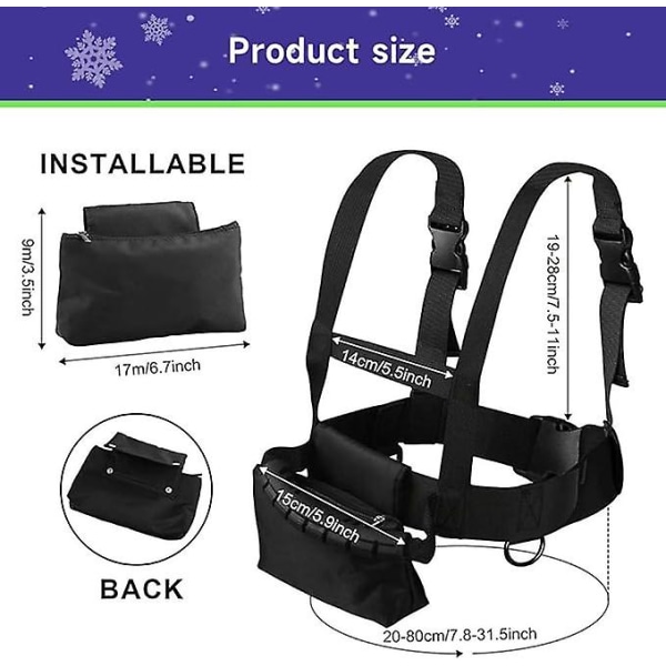 Ski And Snowboard Training Harness For Kids, Skating Training Belt With Removable Lead And Bag, Reusable Ski Training Strap Black