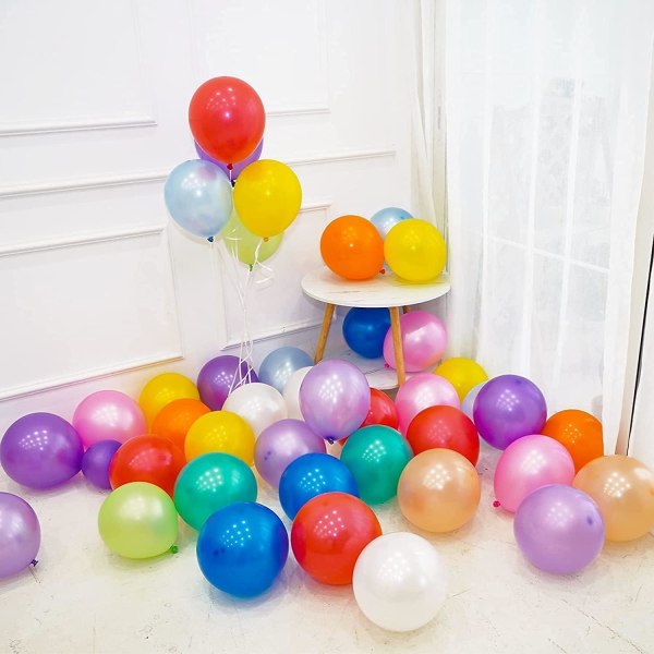 Sett med 100 oppblåsbare ballonger - ballong - bursdagsballonger - oppblåsbar bursdagsballong - ballong tilfeldig farge
