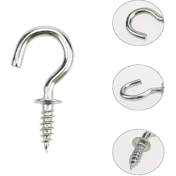 Mini skruvöglor för tak, 200 stycken 1/2 tum koppkrokar skruvöglor
