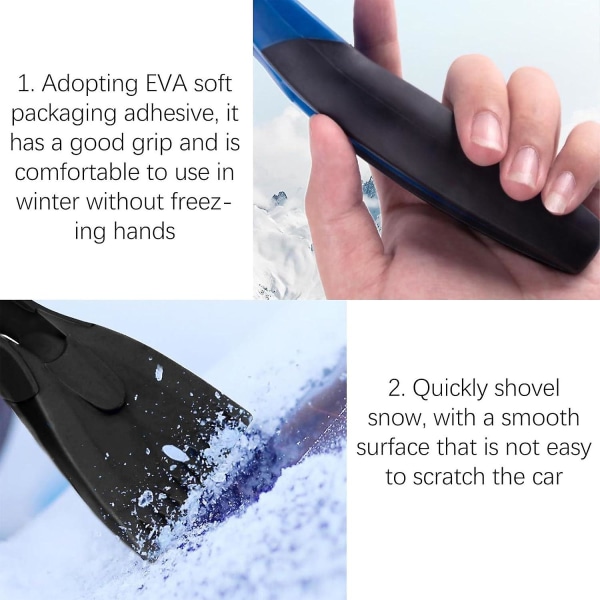 2 stk frontrute-isskraper til bil, snø- og isskrape for bilfrontrute, vindusskrape for å fjerne snøfrost-is, bilisskraper Blue black