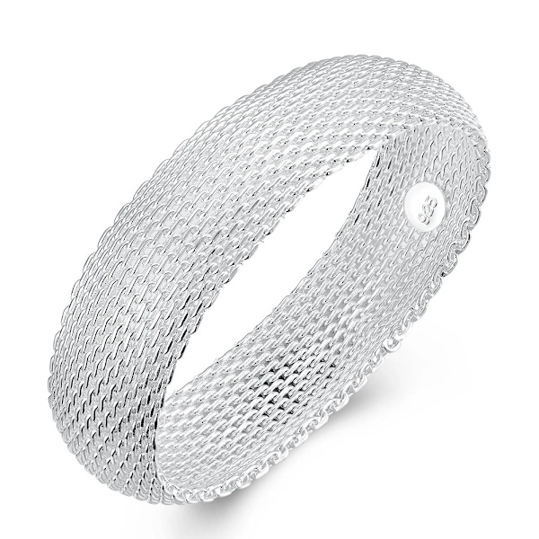 Kuumat alennukset 925 Sterling Hopea Punottu Mesh Rannekoru Naisille Suuri Tarjous Korut BN12