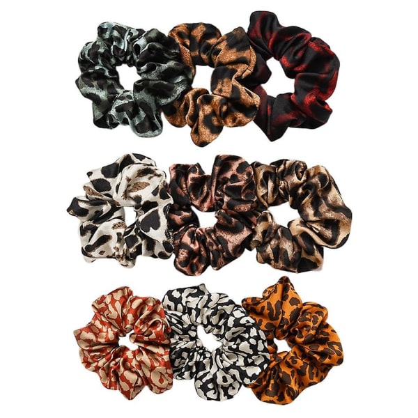 9x Dame Leopard Hår Scrunchies Hårbånd Hår Elastikker Hestehale Holder