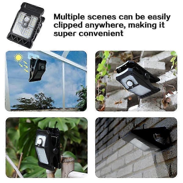 Solar Clip Light, 45LED 3 tilstande vandtæt, Solar Sensor Light, Udendørs Have Clip Light