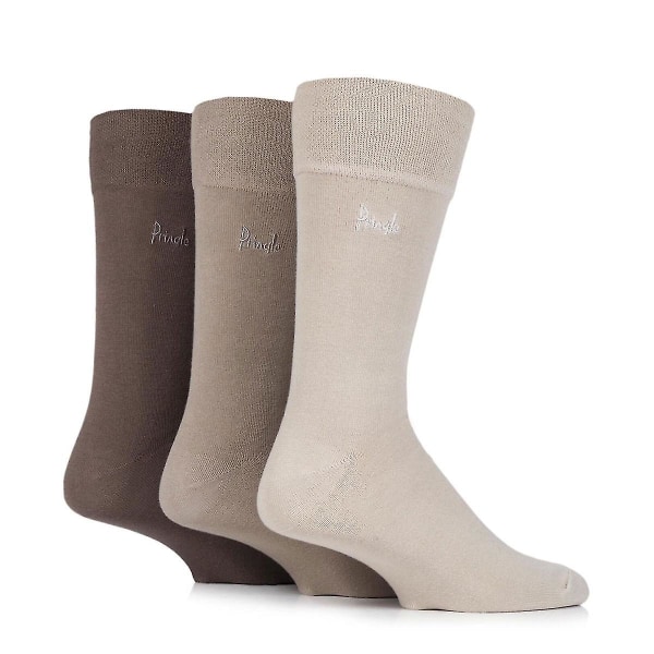 Pringle 3 par Dunvegan Comfort Cuff enfärgade bambubomullssockor Llwl Beige