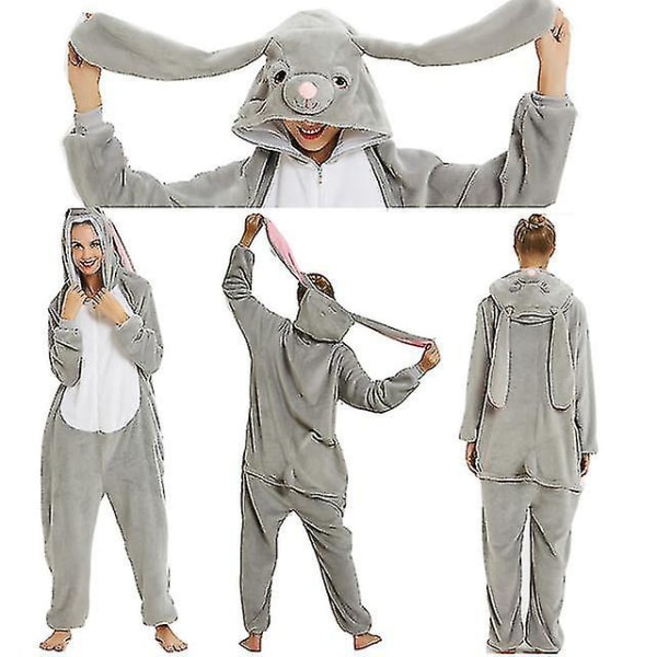 Isokorvainen pupuasu - pyjama - onesie - kigurumi - hyppypuku - yöasu - eläinhuppari aikuisille ja lapsille M