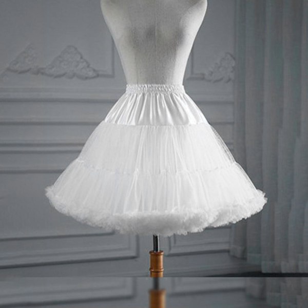 Women Petticoat Skirt Pettiskirt Pleated Knee Length Tutu Underskirt Tulle Petticoat For Wedding Dress Cosplay Birthday Party White 55cm