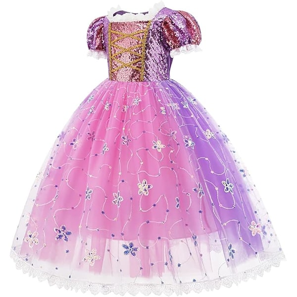 Tyttö Prinsessa Rapunzel -mekko Tyttö Prinsessa -asu tarvikkeilla Prinsessa -mekko Tulle Maxi Syntymäpäiväjuhlat Cosplay 110cm