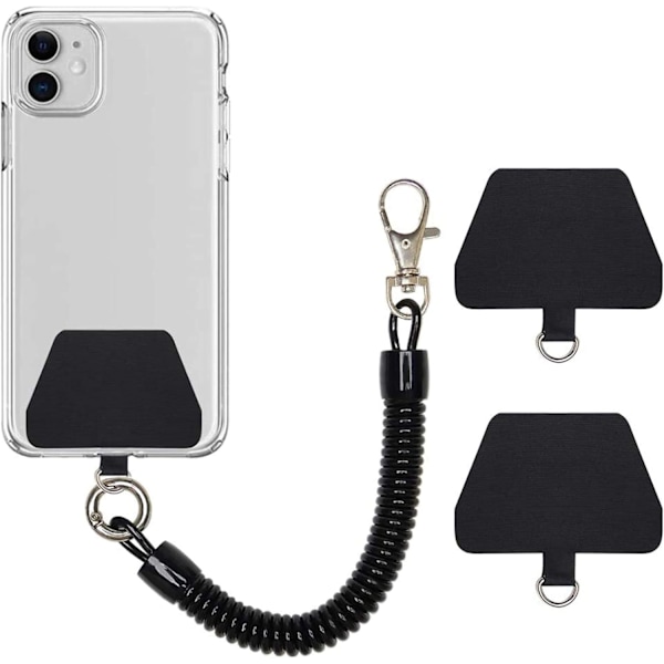 Telefon Lanyard, Universal Tyverisikret Anti-Lost Elastisk Fastgørelsesrem Håndledsrem med Patch Kompatibel med de fleste smartphones (Sort)