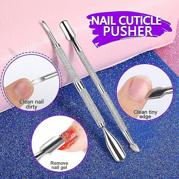 Nagelkonst & nagelfilset - Dubbelsidig nagelfil, nagelbandssax & nagelbandspusher & nagelborste, nagelset för salongsmanikyr