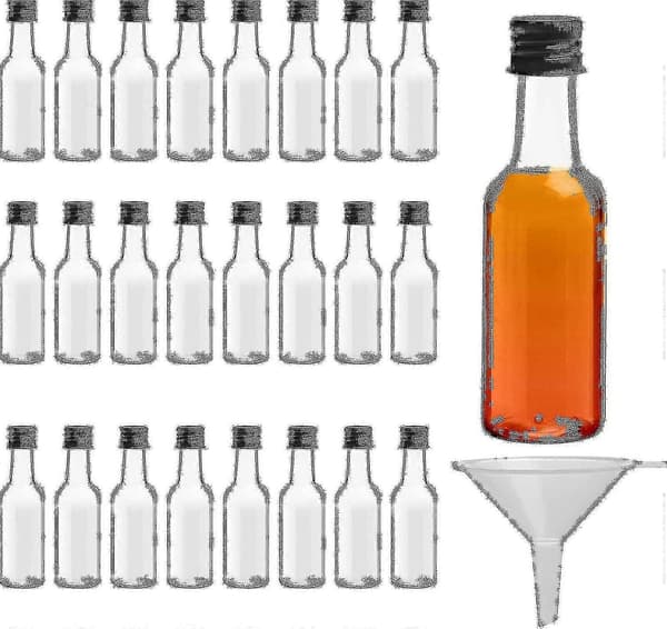 Mini Bottles (24-Pack) - Reusable 50ml Empty Bottles with Screw Caps and Funnel