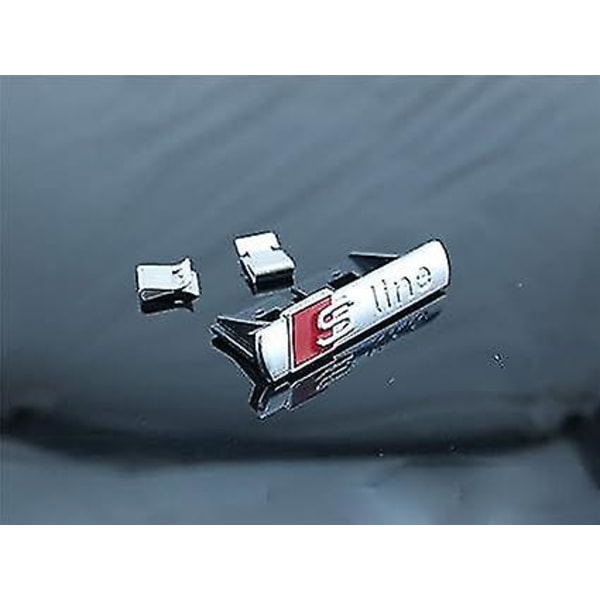 (silver)4 st S Logo Line Emblem, 3d Logo Metallsticker, Bilskylt Emblem för A3 A4 A5 A6 A7