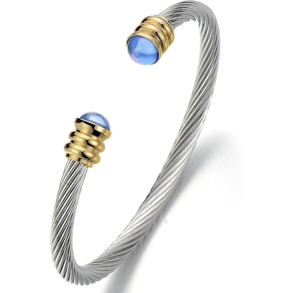 Elastiskt justerbart klassiskt armband, herr, armband i rostfritt stål, stålkabel
