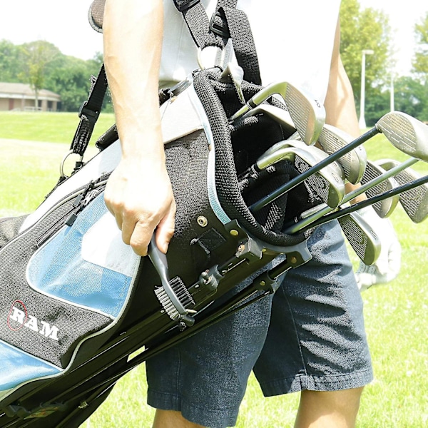 Golfklubbrengjøringsbørste og sporrenser med sammenleggbar klips, ergonomisk design, festes enkelt til golfbag (2 stk., blå og rød)