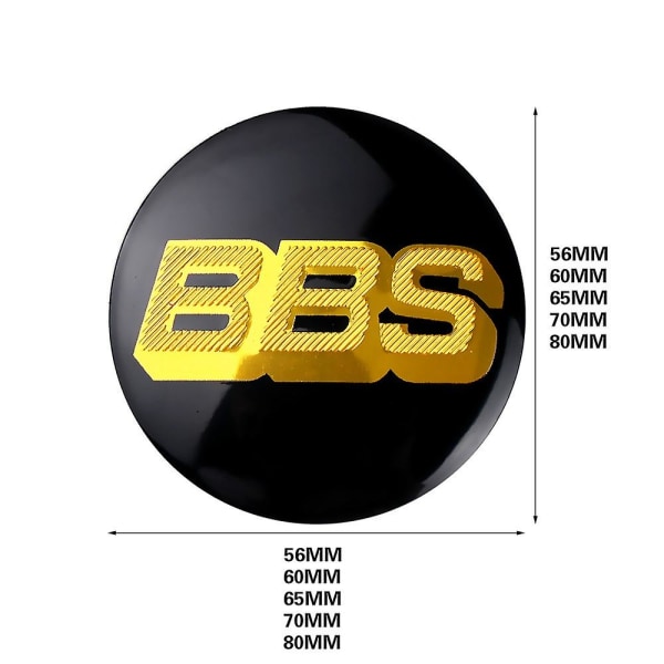 4st 70 80 mm Bilhjul Center Caps Sticker Bbs Emblem Badge Decal Car Styling 70mm Black Gold