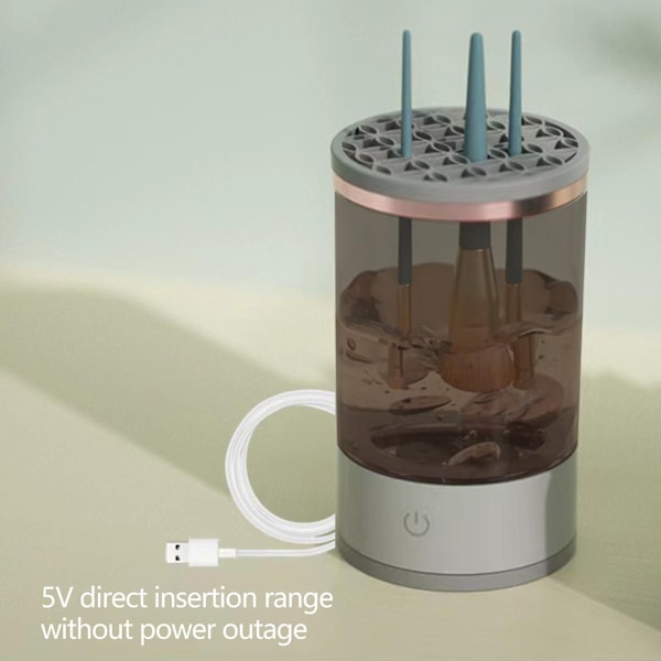 Lat Electric Makeup Brush Cleaner, Passer For Ulike Størrelser På Sminkekoster, Raskt Tørkende Verktøy grey