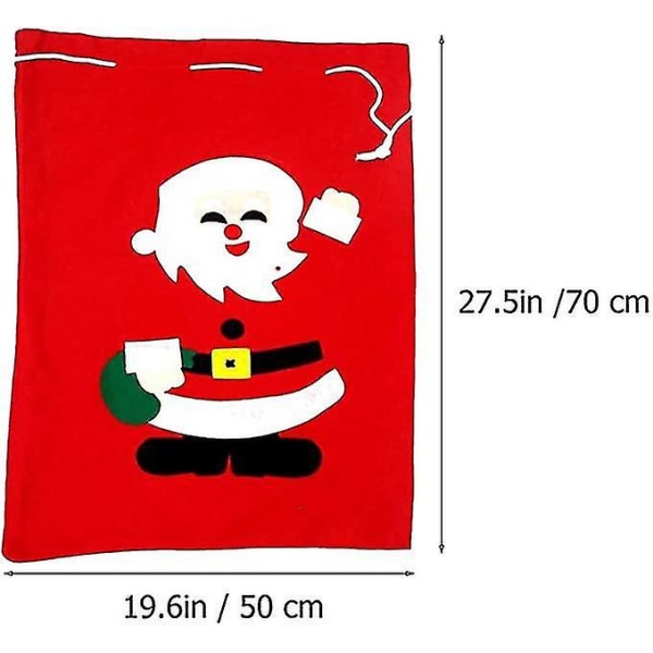 Jul med snøring ryggsekkposer med nissemønster Nonwovens oppbevaringsposer med snøring Gaveposer Godteriposer(røde)(2stk Bd