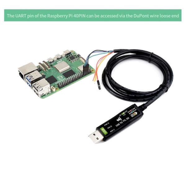 Teollinen USB –TTL (D) -sarjamoduulikaapeli FT232RNL 300bps-3Mbps 5 sarjaportin virheenkorjausmoduulille Black