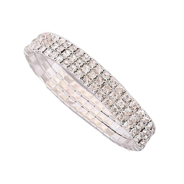 Rhinestone-innlagt elastisk armbånd - Flerlags glitrende design 3 Layer