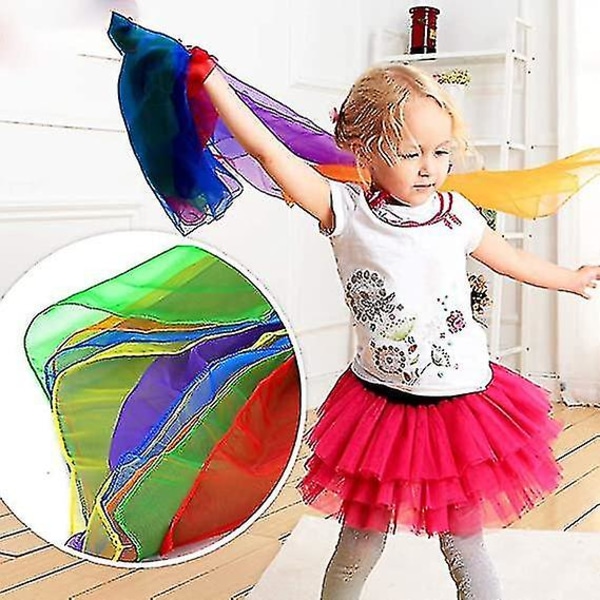 24 stk sjonglering skjerf Danseskjerf Magiske skjerf Musikalsk firkantet bevegelsesskjerf for barn og voksne, 60 X 60 cm i 6 farger