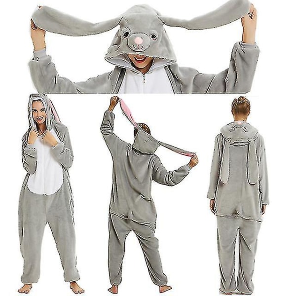 Big Ear Rabbit Costume Pyjamas Onesie Kigurumi Jumpsuit Nattøj Dyre-hættetrøje til voksne børn L