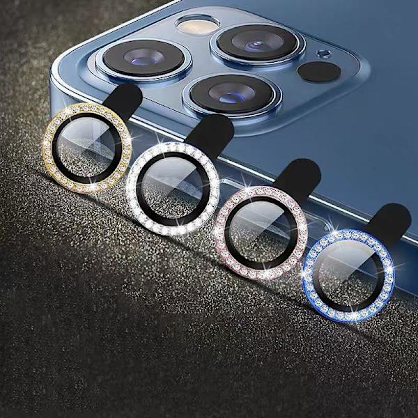 Camera Protector with Rhinestones 2-pack Silver iPhone 13/13 Mini