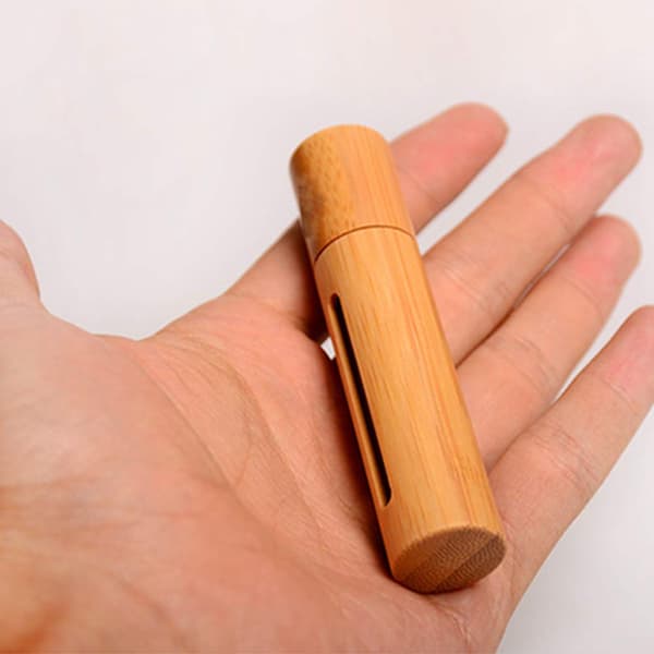 2 Pieces 10ml Bamboo Roller Bottles Empty Refillable Essential Oils Roll-on Bottle Cosmetic Storage Container with Stainless Steel Ball